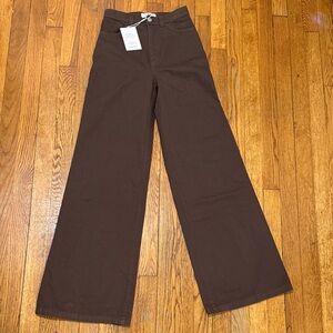 NWT & other stories  Stockholm atelier brown Wide-Leg denim jeans size 0